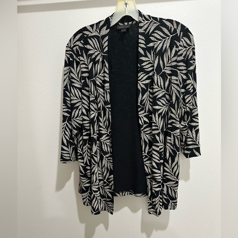 J Jill Wearever size L cardigan, black and tan, 3/4 sleeve, like new, ex cond